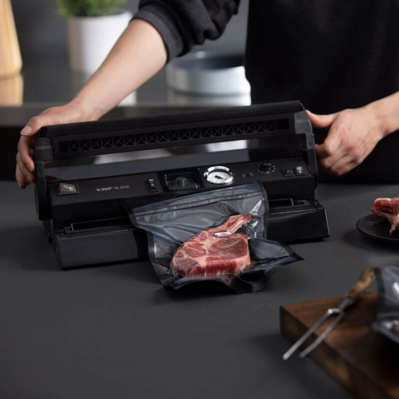 LAVA V.300 Black Vacuum Sealer Open Meat