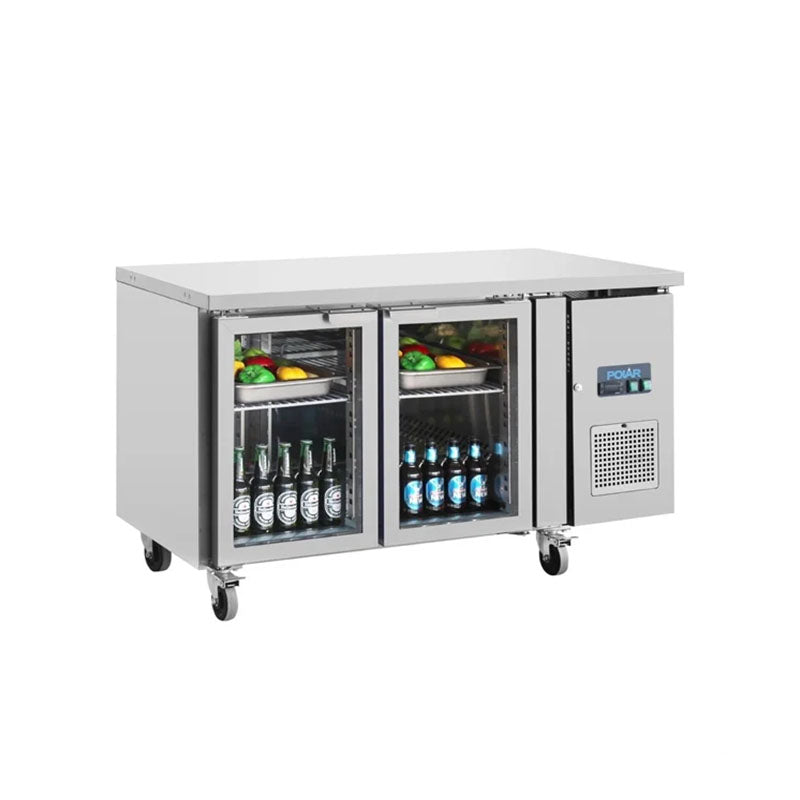 Polar UA023-A U-Series Two Glass Door Counter Fridge Side Stock