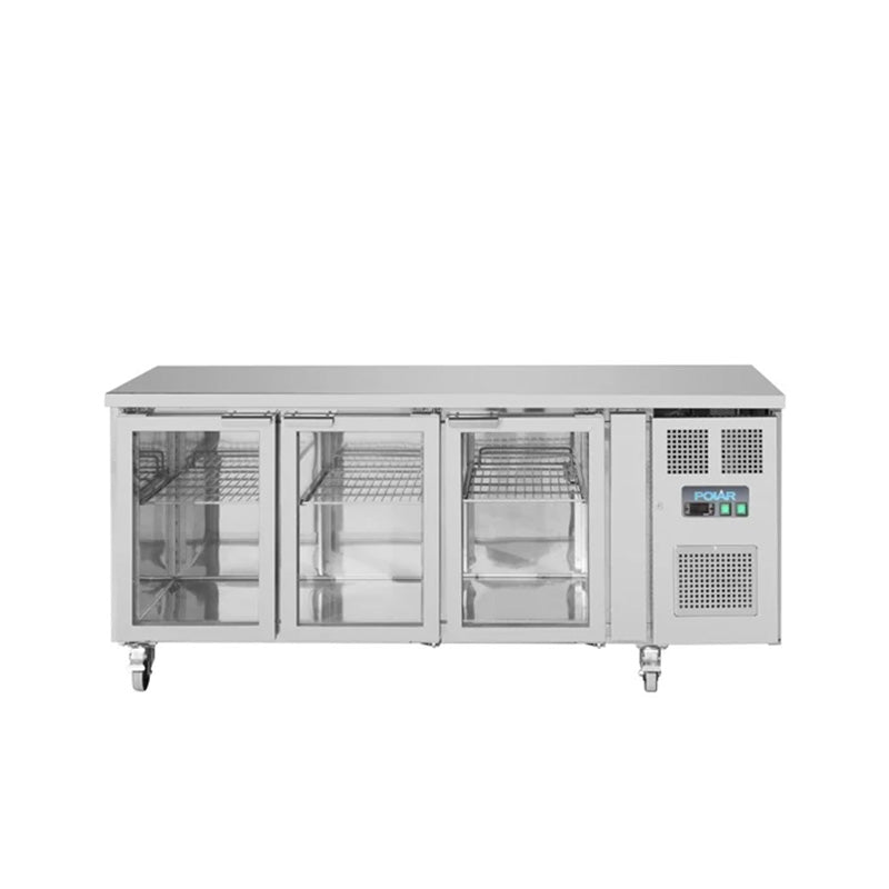 Polar UA024-A U-Series Three Glass Door Counter Fridge Front Image 1
