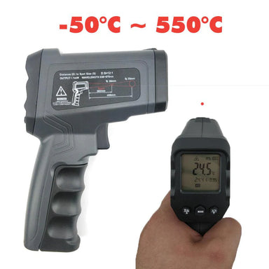 Double Laser Infrared Thermometer Gun Side and Front